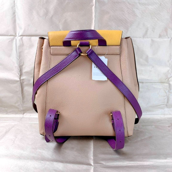 Coach C5788 Kleo Backpack Colorblock Refined Pebble Leather Taupe Multi - Picture 3 of 6